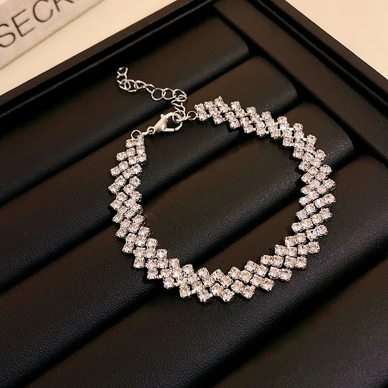 Rhinestone Charm Bracelet - Oria Jewel