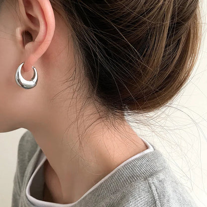 Punk Oval Hoop Earrings Metallic Geometric Ear Buckle Minimalist Style U-shaped Ear Buckle Daily Life Earring Accessories - Oria Jewel
