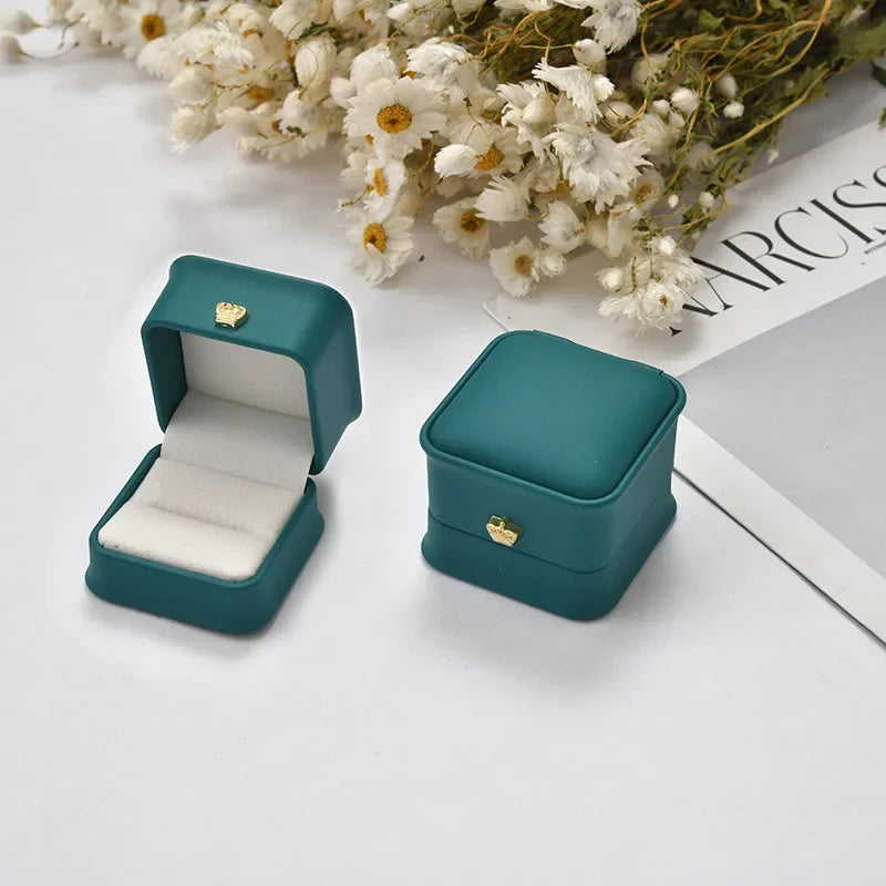 Ring Box Couple Proposal Ring Boxes PU Leather Jewelry Gift Case Ring Earrings Jewelry Display for Wedding Engagement - Oria Jewel