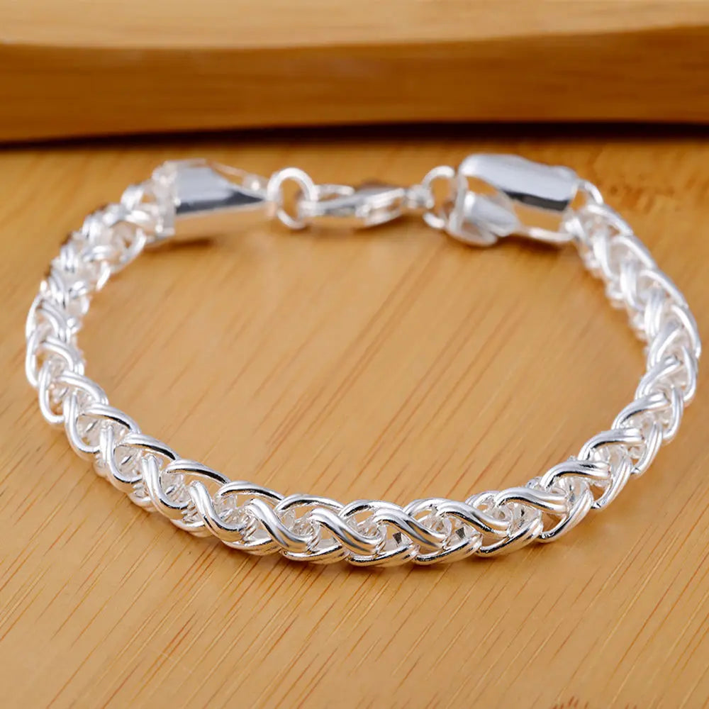 925 Sterling Silver Twisted Rope Bracelet for Men & Women - Oria Jewel