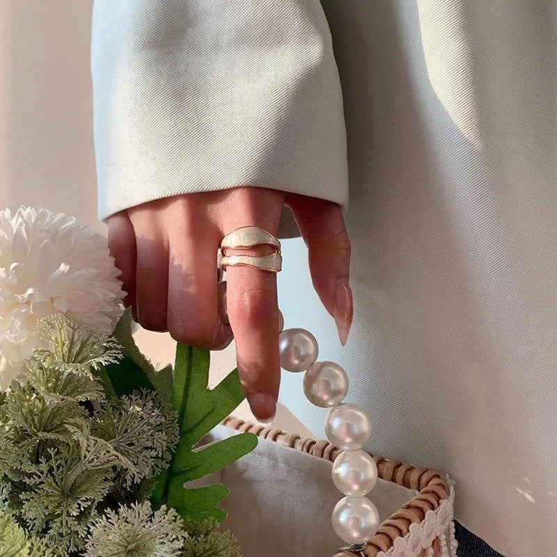 1PC Vintage Enamel Irregular Shape Rings For Women Gold Color Geometric Adjustable Open Ring Female Fashion Party Jewelry Gift - Oria Jewel