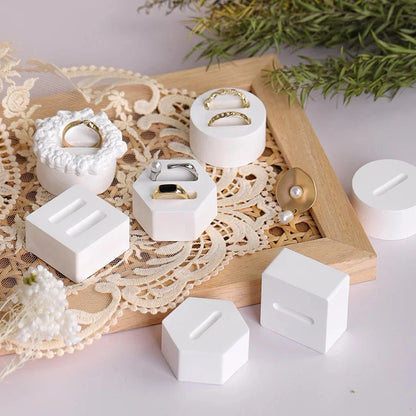 Gypsum white ring display stand holder ,Jewelry organizer props . couple ring display holders case , creative earrings box - Oria Jewel