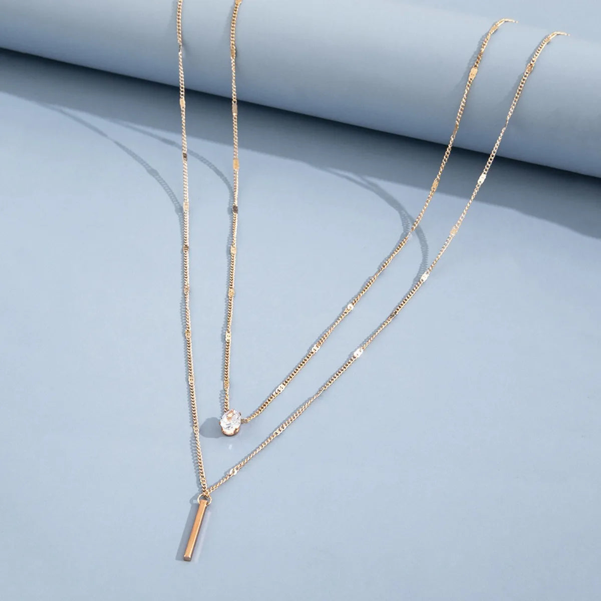 Multi-layer Five-pointed Star Heart Shape Water Drop Pendant Chain Necklace Alloy Material Glass Collarbone Chain Sexy Women&