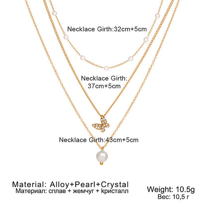 Retro Butterfly Layered Necklace - Oria Jewel