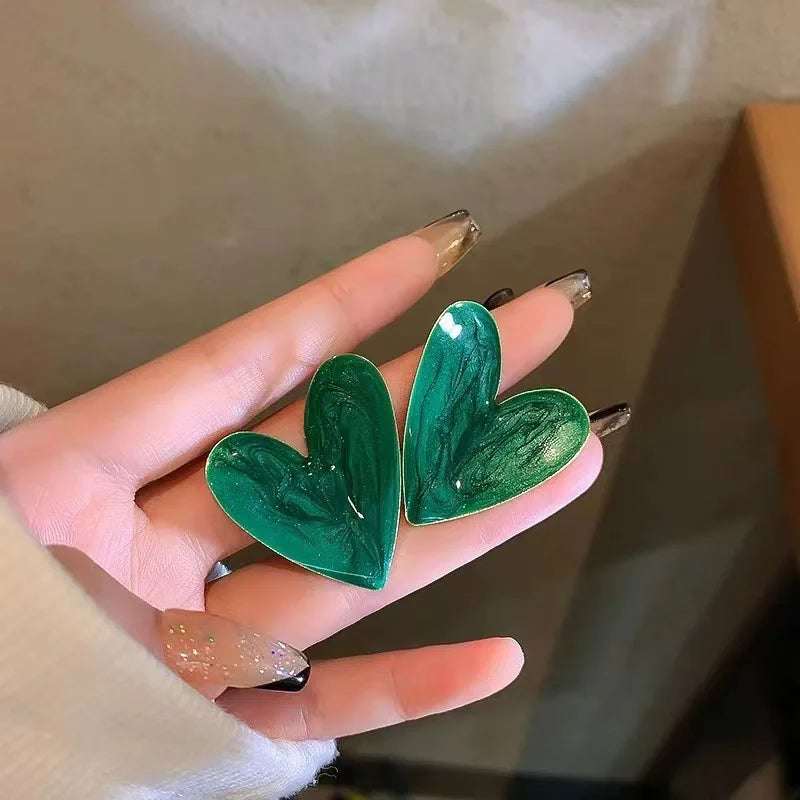Big Heart Stud Earrings - Oria Jewel