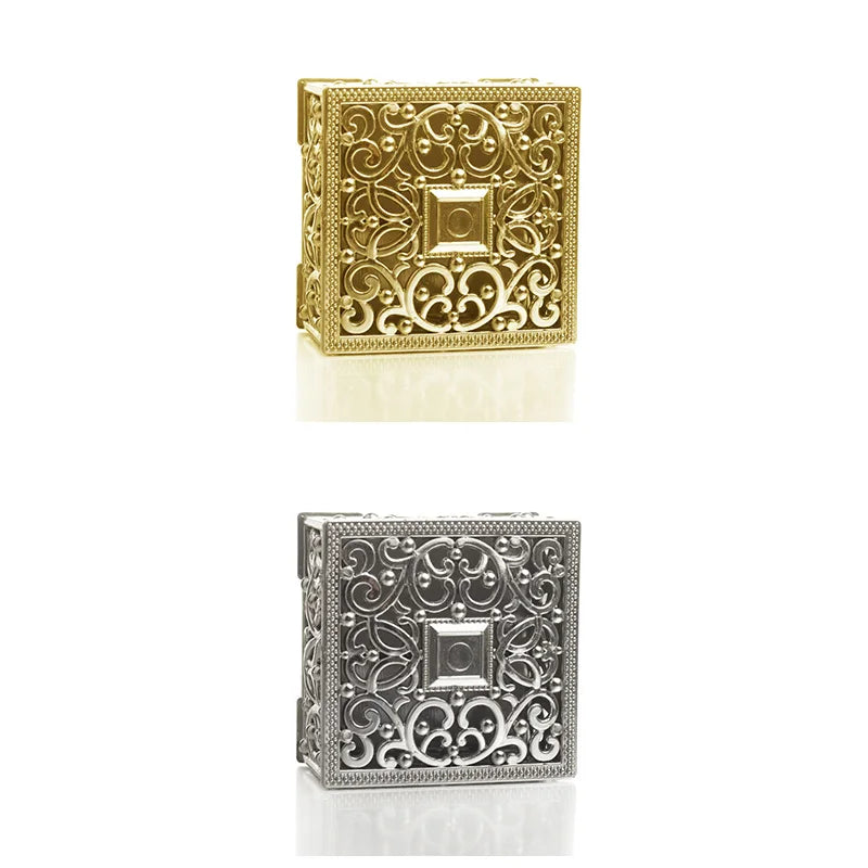 2 PCs Mini Treasure Storage Jewelry Box Silver-color Hollow Flower Pattern Jewelry Case Boxes for Necklace Earring Ring - Oria Jewel