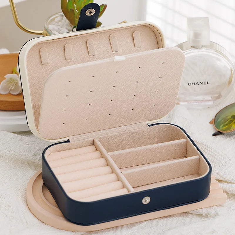 Portable Jewelry Storage Box Travel Organizer Jewelry Case Leather Storage Earrings Necklace Ring Jewelry Organizer Display - Oria Jewel