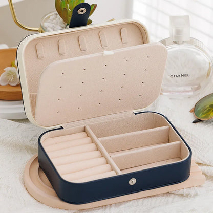 Portable Jewelry Storage Box Travel Organizer Jewelry Case Leather Storage Earrings Necklace Ring Jewelry Organizer Display - Oria Jewel
