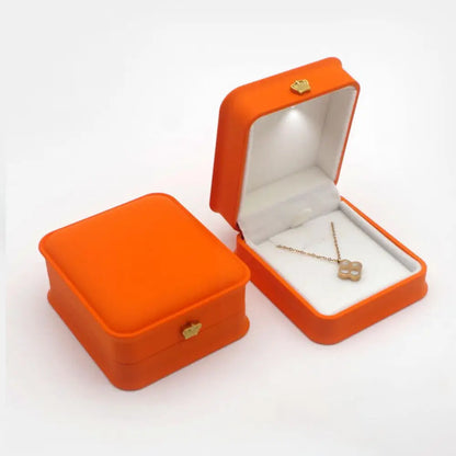 1 Pcs LED Jewelry Ring Box Luxury Velvet Rubber Necklace Pendant Gifts Display With Light For Proposal Engagement Wedding Case - Oria Jewel