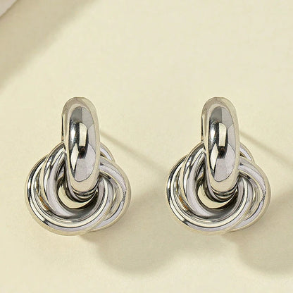 Obega Gold SIlver Color Knot Hoop Earring For Women Shiny Plating Trendy Earring Stud Cute Daily Wear Jewelry - Oria Jewel