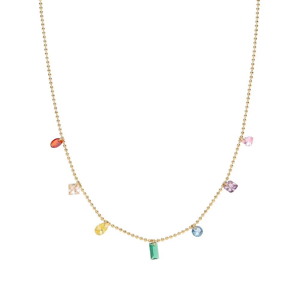 Colorful Zircon Drop Necklace - Oria Jewel