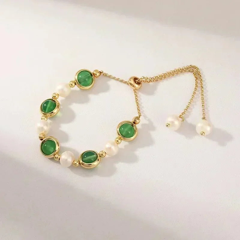 Snake Green Gemstone Bangle Bracelet Set for Women - Oria Jewel