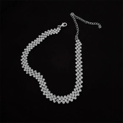 Luxury Rhinestone Choker Necklace – Geometric Crystal Statement - Oria Jewel