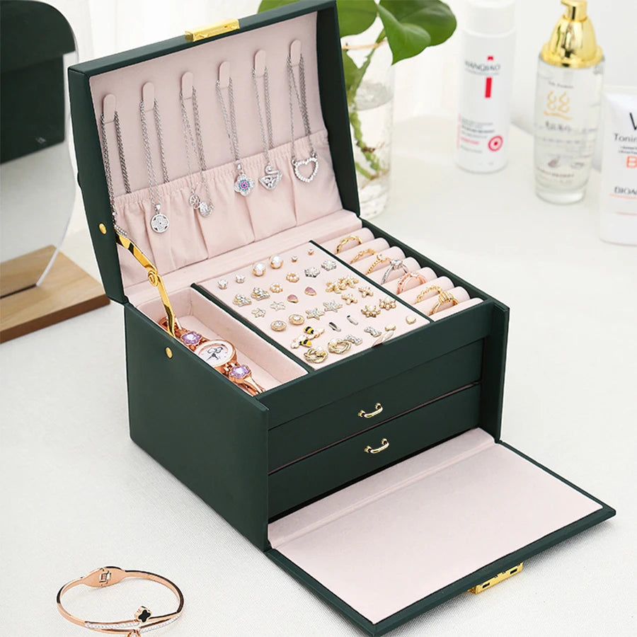 1PC, lock arch three-layer jewelry box, suitable for all kinds of jewelry storage - Oria Jewel