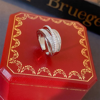 Zircon Cross Open Ring - Oria Jewel