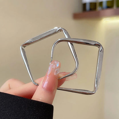 Diamond Shape Statement Hoops - Oria Jewel
