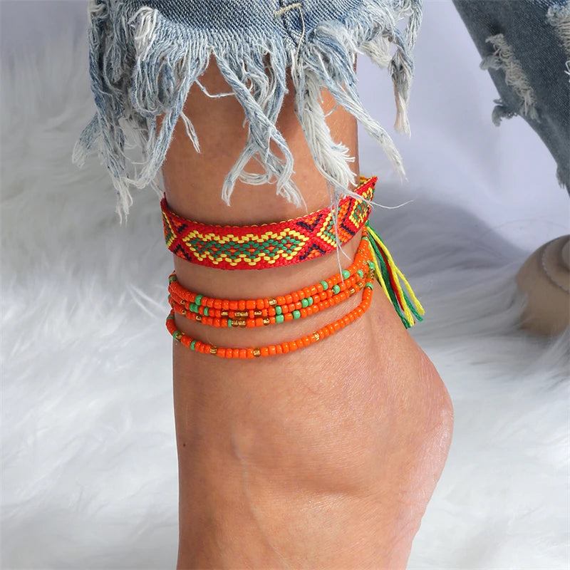Boho Beaded Anklet – Handmade Colorful Summer Foot Chain for Women &amp; Girls - Oria Jewel