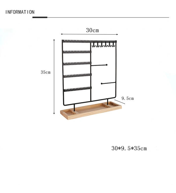 Multifunctional Earring Display Rack Necklace Ring Storage Rack Detachable Wooden Bottom Women Bracelet Watch Jewelry Rack - Oria Jewel