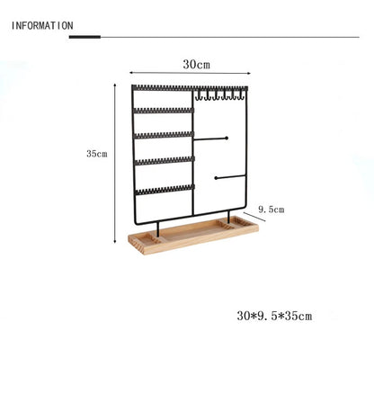 Multifunctional Earring Display Rack Necklace Ring Storage Rack Detachable Wooden Bottom Women Bracelet Watch Jewelry Rack - Oria Jewel
