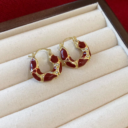 Tiger Eye Hoop Earrings - Oria Jewel