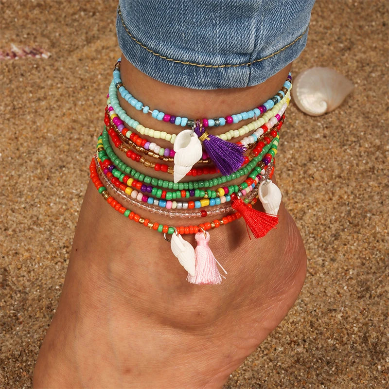 Boho Beaded Anklet – Handmade Colorful Summer Foot Chain for Women &amp; Girls - Oria Jewel