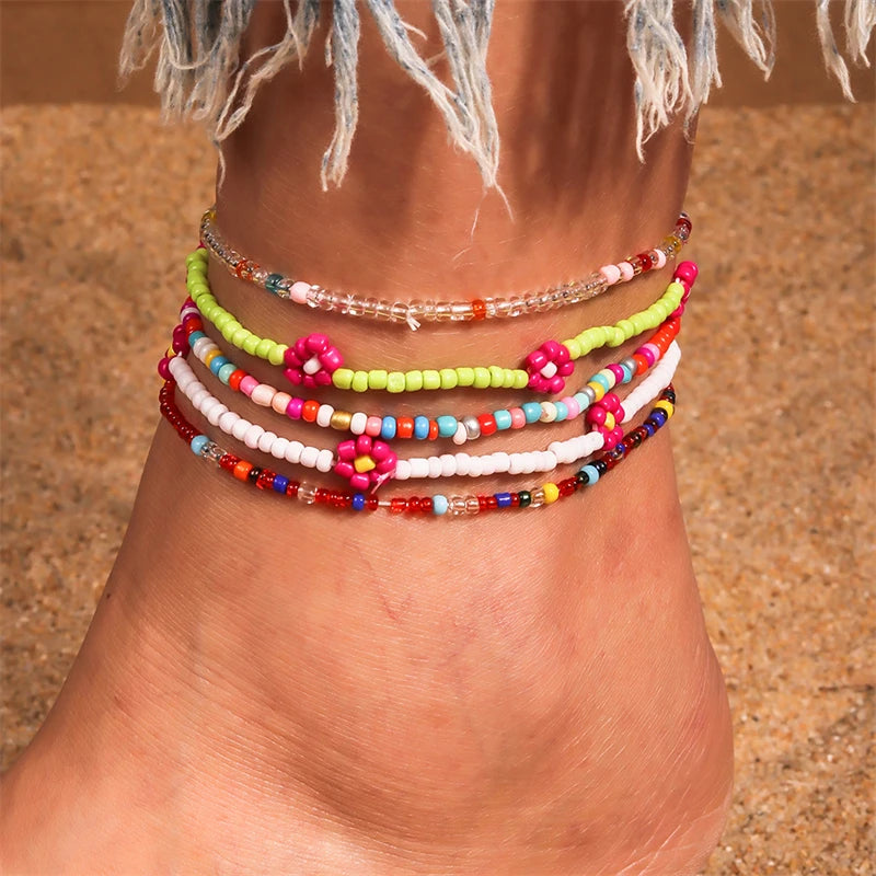 Boho Beaded Anklet – Handmade Colorful Summer Foot Chain for Women &amp; Girls - Oria Jewel