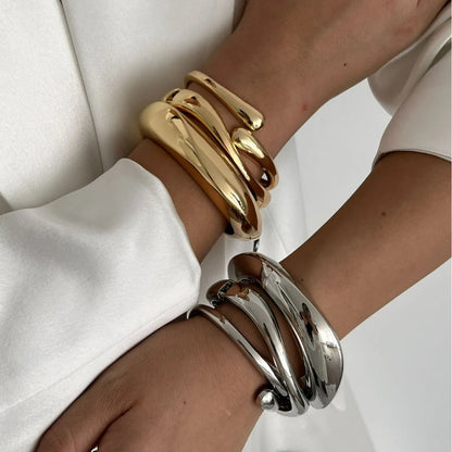 Gold Punk Cuff Bracelet - Oria Jewel