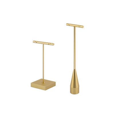 Gold Metal Hand Ring Holder Finger Jewelry Tower Earring T Bar Shelf Hanging Display Stand Ear Studs Storage Organizer Hole Rack - Oria Jewel