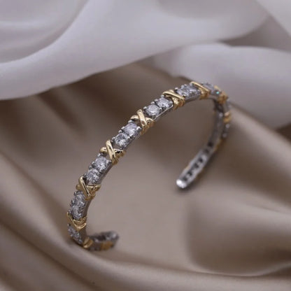 Gold X Cuff Bracelet - Oria Jewel