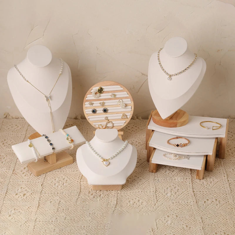 PU Model Bust Show Exhibitor Jewelry Display Necklace Pendants Mannequin Stand Earrings Organizer Ring Bracelet Storage Stand - Oria Jewel