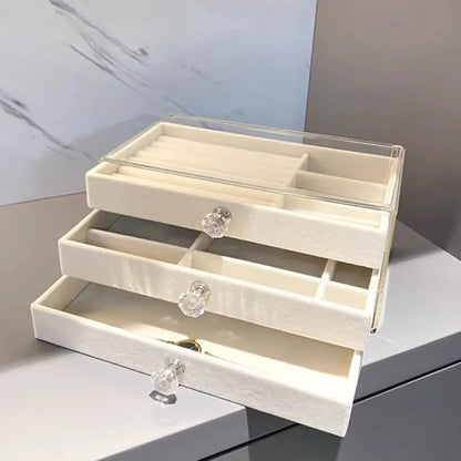 1 High-Capacity 3-Layer Flannel Jewelry Box Drawer – Storage for Earrings, Necklaces &amp; Rings - Oria Jewel
