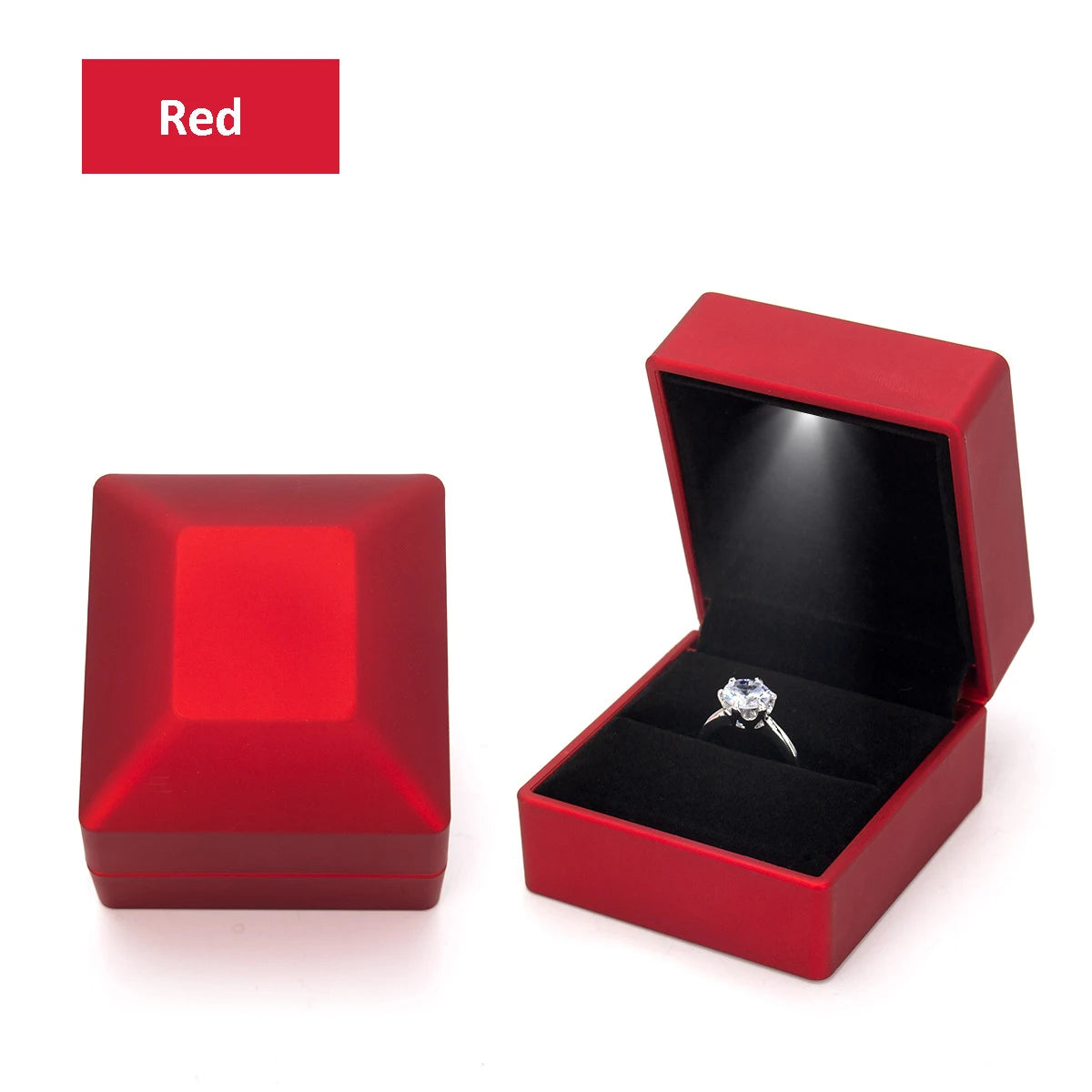 1 Pcs LED Jewelry Ring Box Luxury Velvet Rubber Necklace Pendant Gifts Display With Light For Proposal Engagement Wedding Case - Oria Jewel