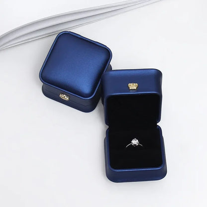 Ring Box Couple Proposal Ring Boxes PU Leather Jewelry Gift Case Ring Earrings Jewelry Display for Wedding Engagement - Oria Jewel