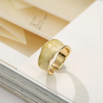 1PC Vintage Enamel Irregular Shape Rings For Women Gold Color Geometric Adjustable Open Ring Female Fashion Party Jewelry Gift - Oria Jewel