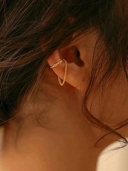 Gold Clip Ear Cuff Earrings - Oria Jewel