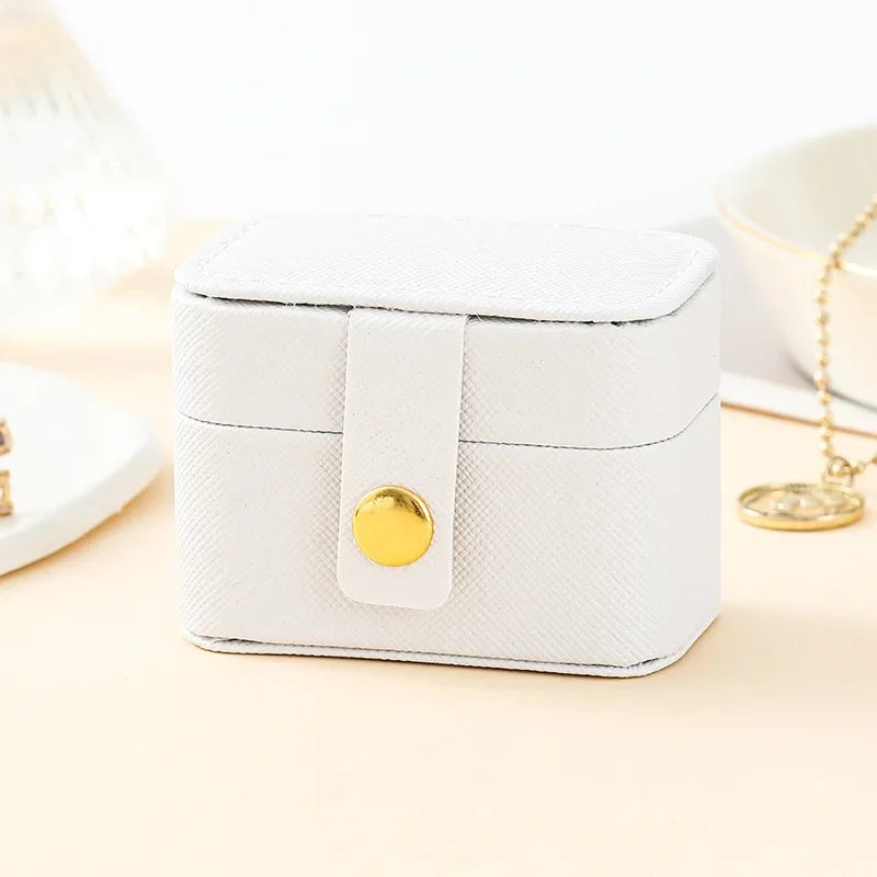 Mini Portable Small Jewelry Storage Bag Travel Simple Leather Ring Necklace Earrings Storage Box Organizer Display Gift Box - Oria Jewel