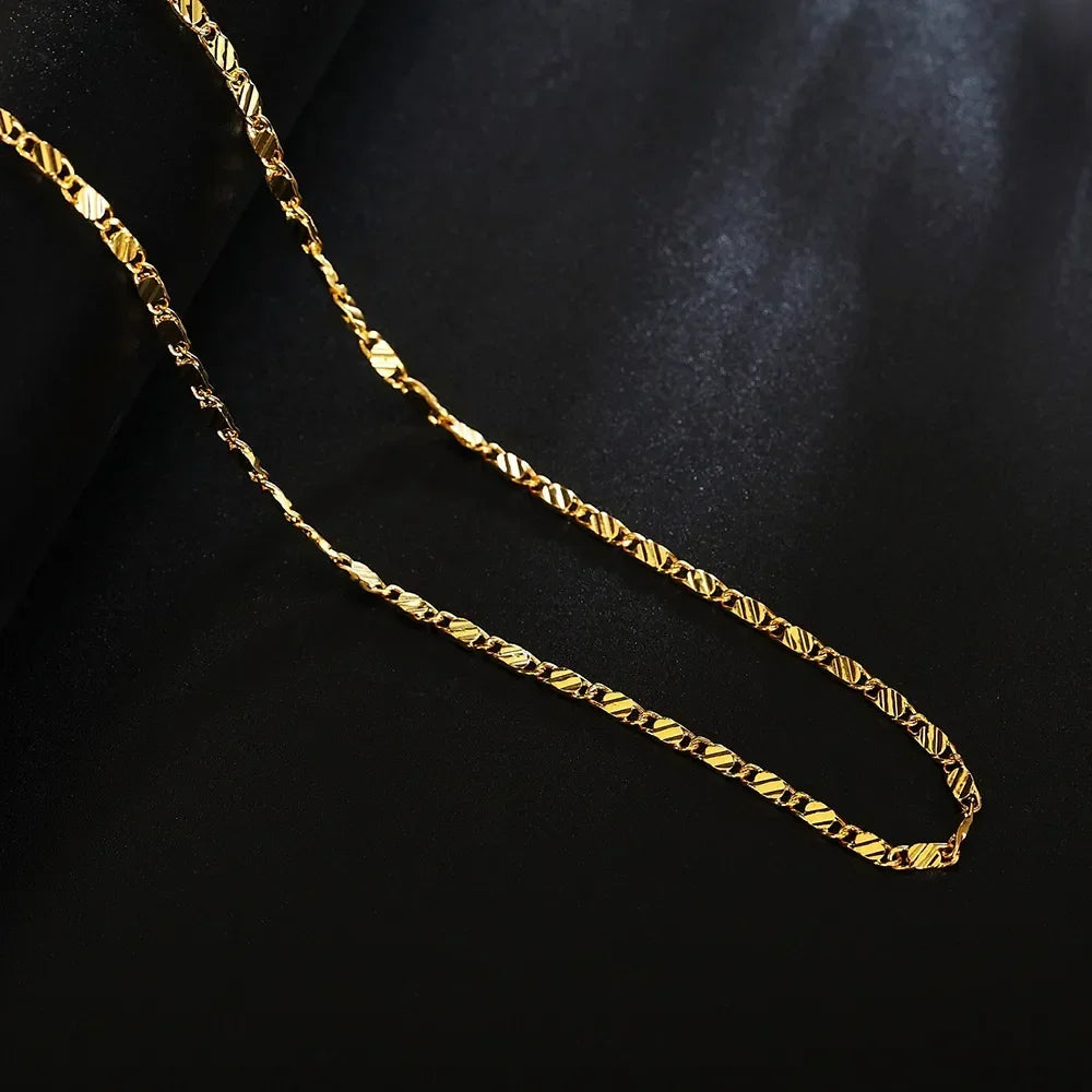 Gold Flat Chain Necklace - Oria Jewel