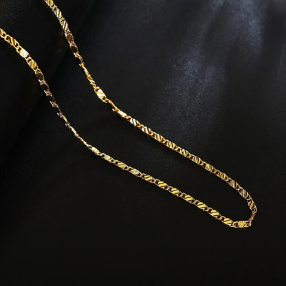 Gold Flat Chain Necklace - Oria Jewel