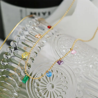 Colorful Zircon Drop Necklace - Oria Jewel