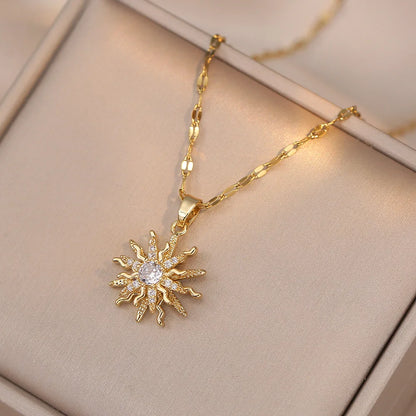 Zircon Flower Pendant Necklace - Oria Jewel