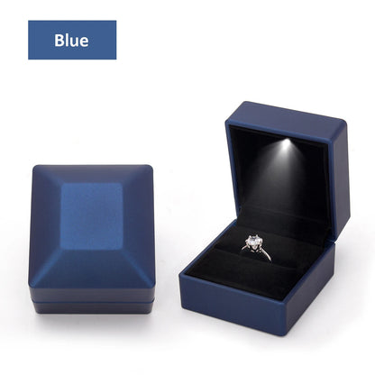 1 Pcs LED Jewelry Ring Box Luxury Velvet Rubber Necklace Pendant Gifts Display With Light For Proposal Engagement Wedding Case - Oria Jewel