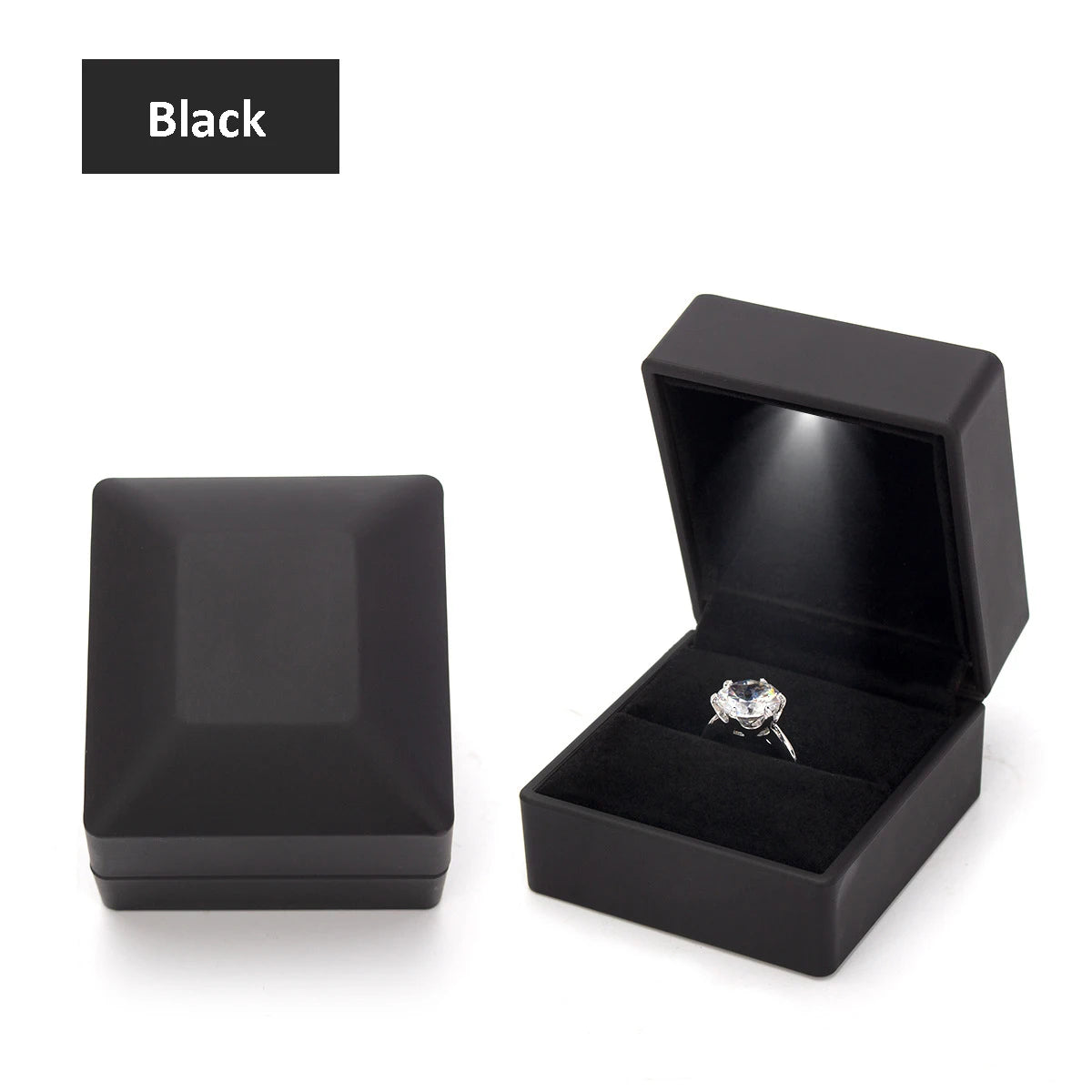1 Pcs LED Jewelry Ring Box Luxury Velvet Rubber Necklace Pendant Gifts Display With Light For Proposal Engagement Wedding Case - Oria Jewel