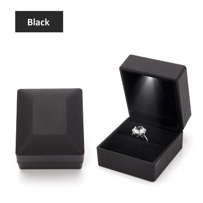 1 Pcs LED Jewelry Ring Box Luxury Velvet Rubber Necklace Pendant Gifts Display With Light For Proposal Engagement Wedding Case - Oria Jewel