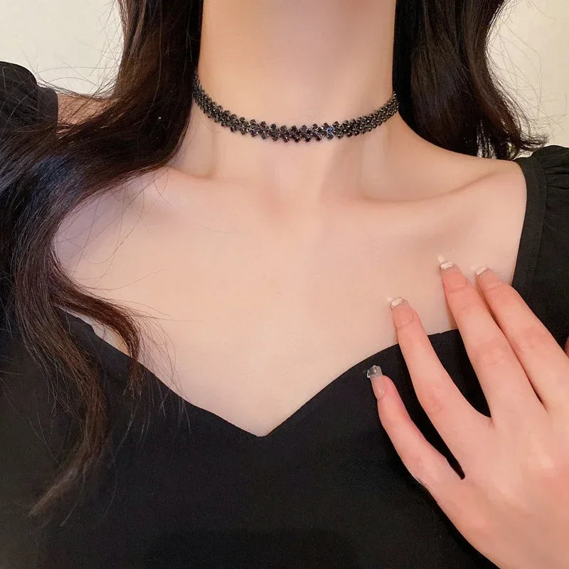 Luxury Rhinestone Choker Necklace – Geometric Crystal Statement - Oria Jewel
