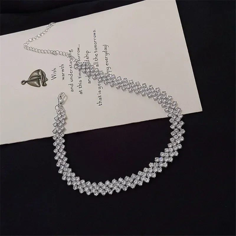 Luxury Rhinestone Choker Necklace – Geometric Crystal Statement - Oria Jewel