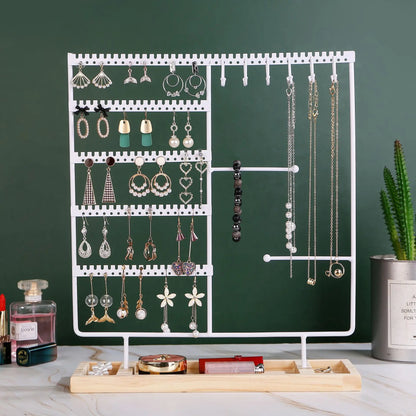 Multifunctional Earring Display Rack Necklace Ring Storage Rack Detachable Wooden Bottom Women Bracelet Watch Jewelry Rack - Oria Jewel