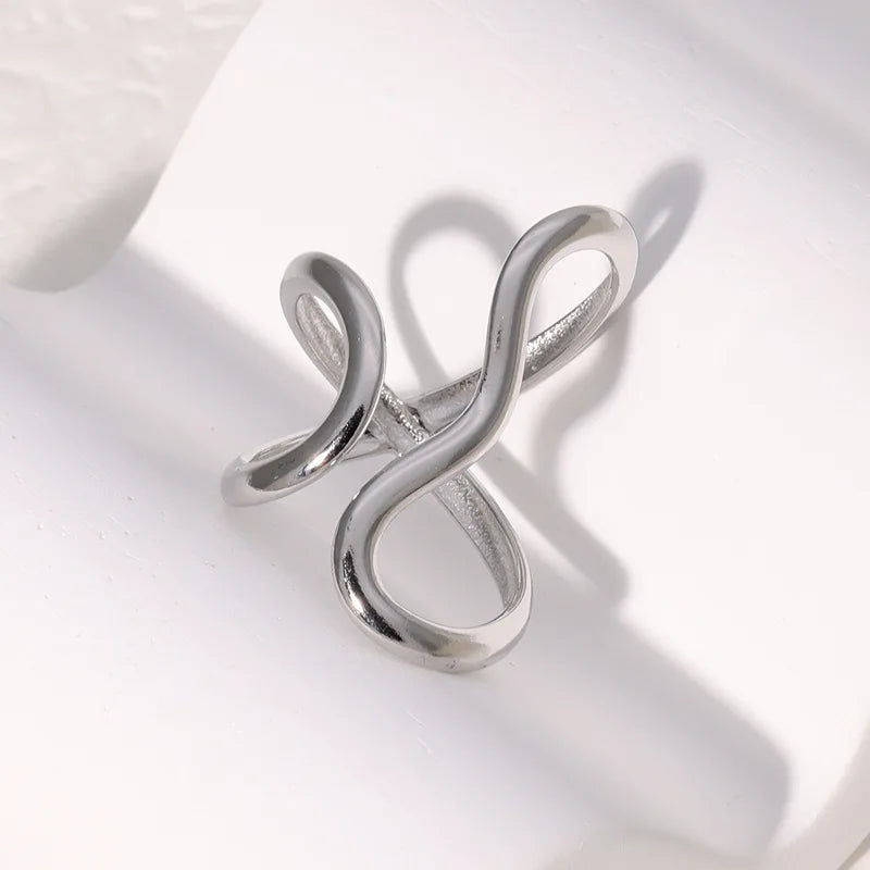 Fashion Stainless Steel Waterproof Open Ring Personality Charms PVD Real Gold 18K Plated Trendy Jewelry for Women - Oria Jewel