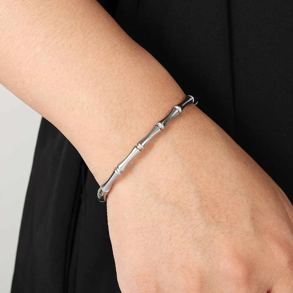 Bamboo Style Couple Bracelet - Oria Jewel