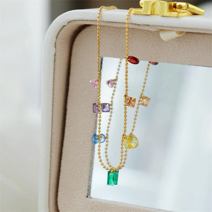 Colorful Zircon Drop Necklace - Oria Jewel
