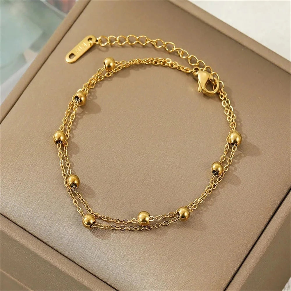 Golden Layers Anklet - Oria Jewel